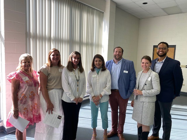 Bertie-Hertford Community Foundation Board Members with NCCF staff members. From left: Claudia Griffin, Lindsay Vaughan, Laura Beasley, Anne Sorhagen, Josh Littlejohn, Cecelia Jones and Guy Holley. 