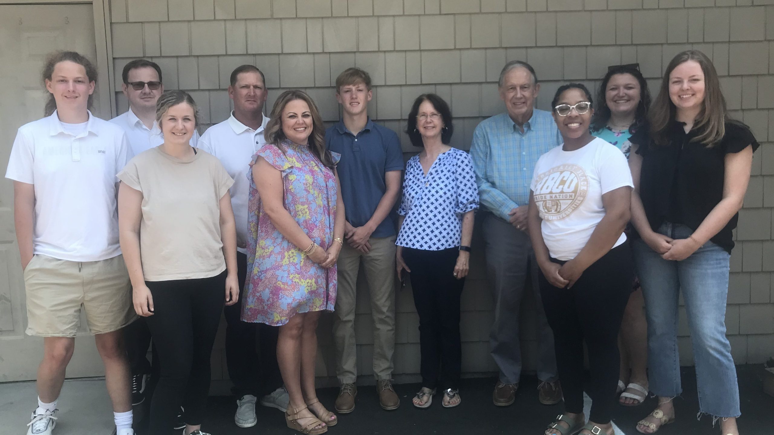 Pictured from left to right at the June luncheon: Gresham’s brother Chance, scholarship committee member Walker Brummitt, past recipient Kory Hammett, Gresham’s parents Michael and Chrissy, 2024 recipient Bryson Gresham, scholarship founders Paige Little and Jim Cross, and past recipients Vershon Battle, Samantha Denny and Alyssa Sadler.