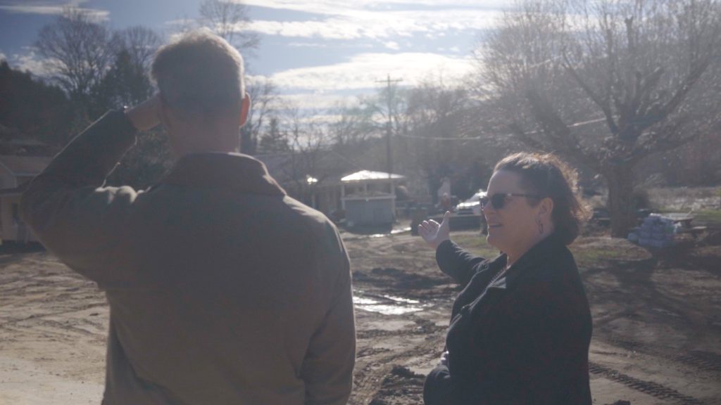 Avery Community Foundation's Gwen Clark and Brian Whitfield survey Hurricane Helene damage