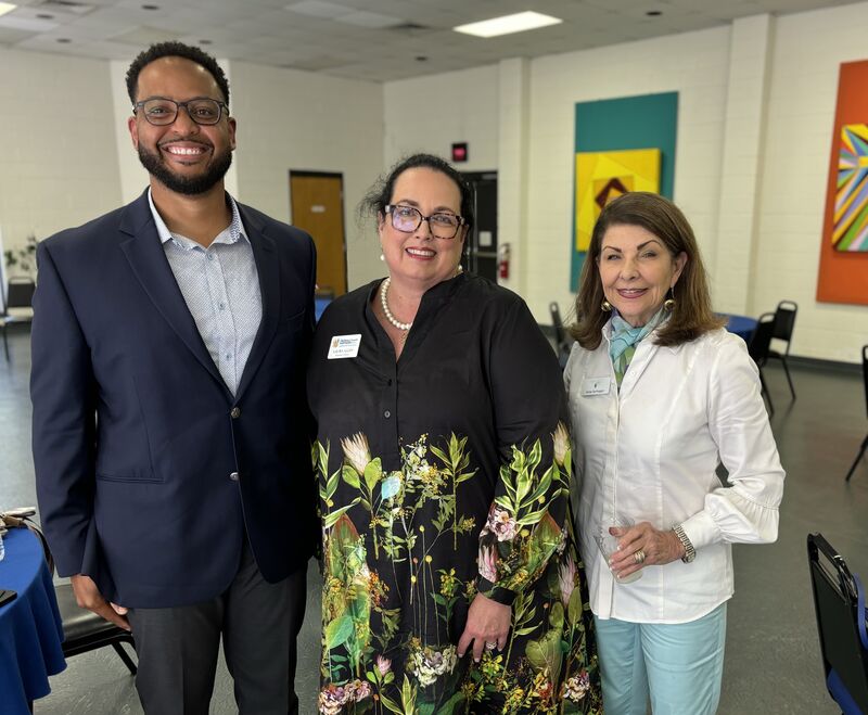 Bertie-Hertford Community Foundation board member Guy Holley, Children's Cancer Partners of the Carolinas Executive Director Laura Allen, North Carolina Community Foundation Program Officer Anne Sorhagen gather at the at the 2024 Bertie-Hertford Community Foundation grants reception.