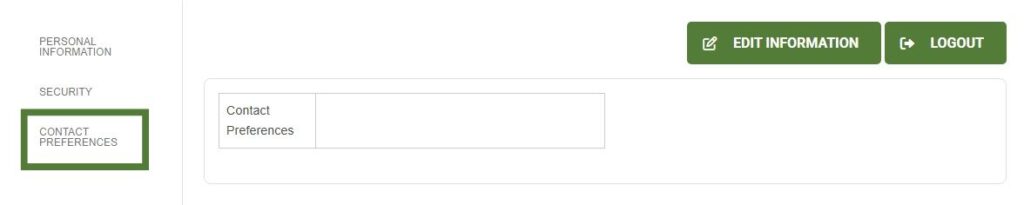 Screenshot of contact preferences section of NCCF portal showing where to edit contact preferences
